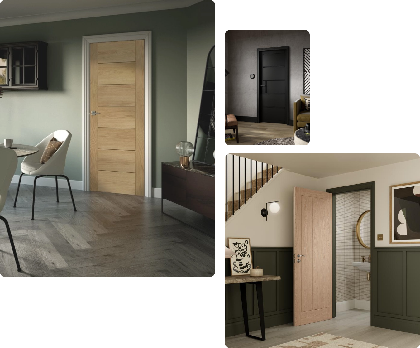 A collage of doors looking nice.